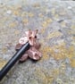 Artisan-Crafted Wooden Hairpin Embellished with Handmade Copper Floral Accents - Image 3
