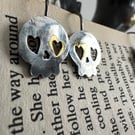 Spooky Silver Skull Earrings for Halloween with a touch of gold
