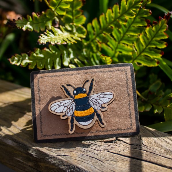 Hand-Painted Wooden Bee Pin – Nature Lover Gift