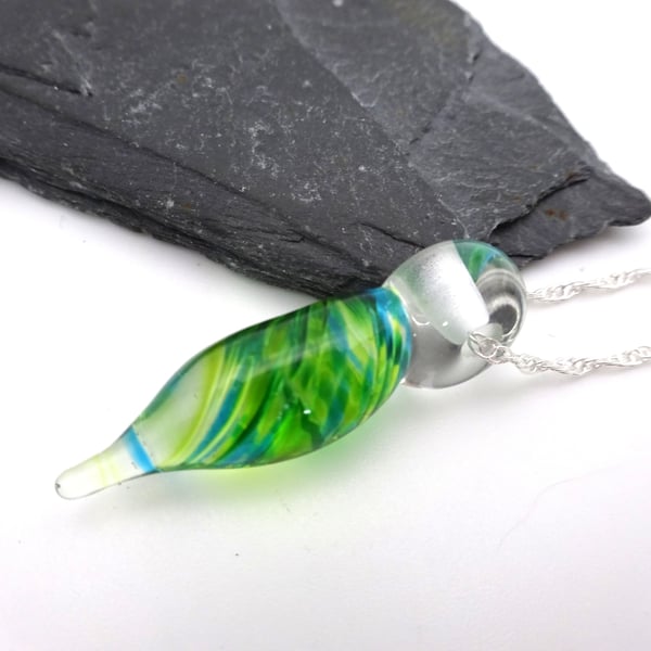 lampwork glass droplet pendant necklace