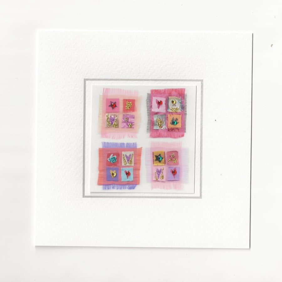 Heart squares greetings card