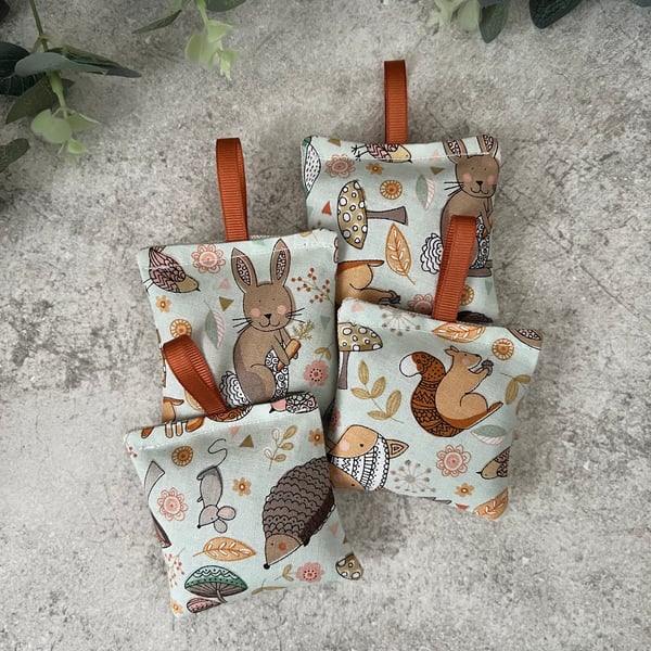 Set of 4 Lavender Sachets: Woodland Fabric Design, New Home, Sleep Pillows