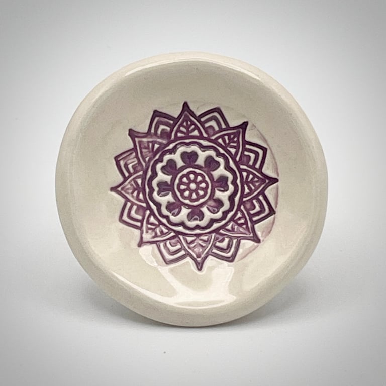NEW! Ceramic ring with purple mandala