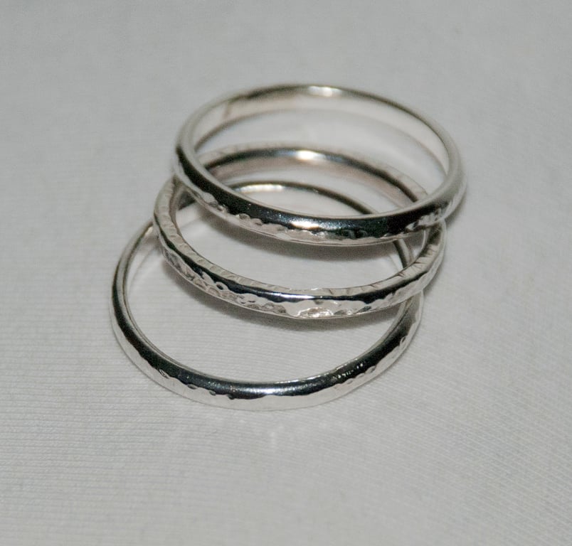 Textured Eco Silver Stacker ring