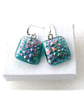 Luxury Dichroic Earrings Fused Glass L016 Sterling Silver hooks