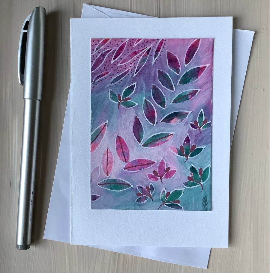 Frosted foliage original art card