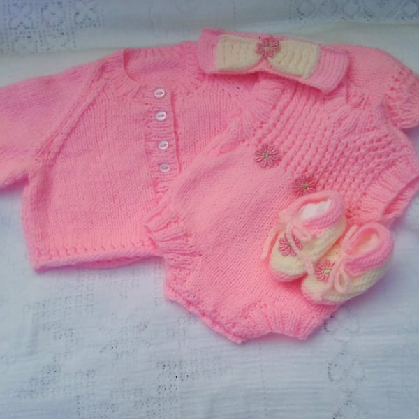 Sleeveless Romper Cardigan Headband and Shoes Set, Baby Shower Gift, Custom Make