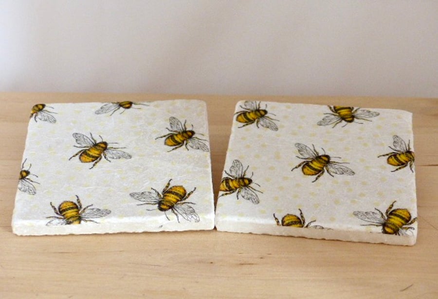 Marble 'Bee' Coasters