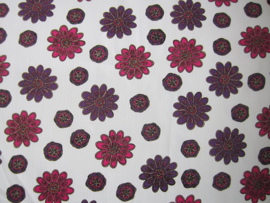 Vintage Unused Purple and Pink Floral Fabric Remnant (1 Yard)