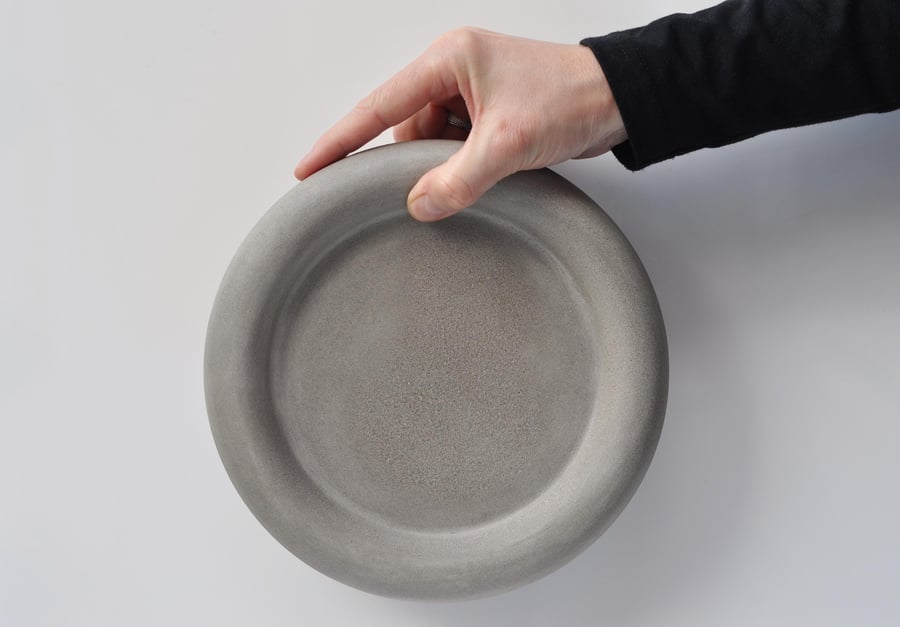 Grey Concrete Tray Round Cement Accessory Plate Beton Steel Grey Key Tray Modern