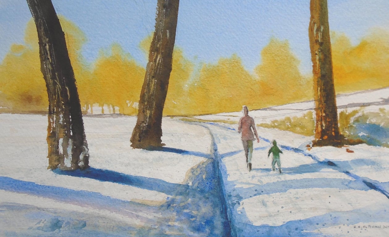 Mothers walk (ORIGINAL PURE WATERCOLOUR), watercolor, watercolour