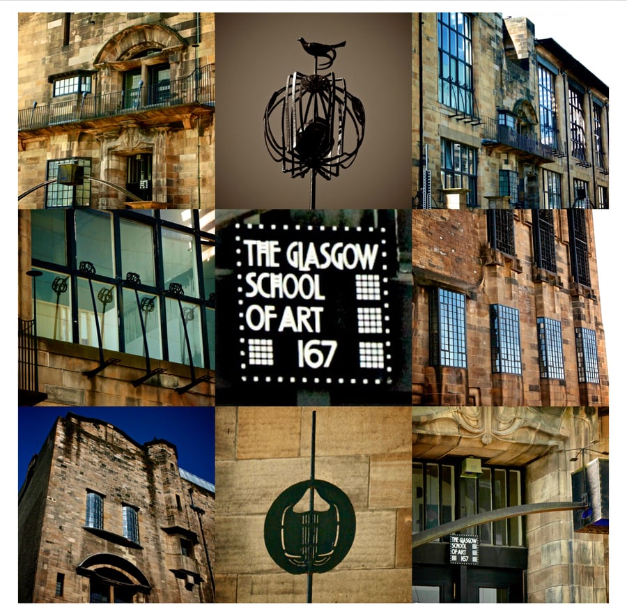‘Glasgow School of Art’ signed square mounted print 30 x 30cm FREE DELIVERY