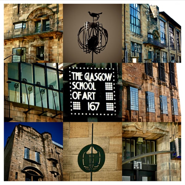 ‘Glasgow School of Art’ signed square mounted print 30 x 30cm FREE DELIVERY