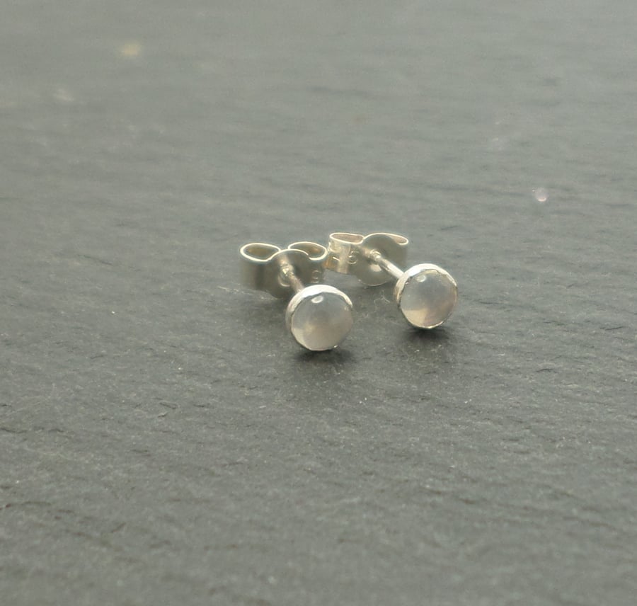 SALE 50% OFF Moonstone and sterling silver stud fashion earrings