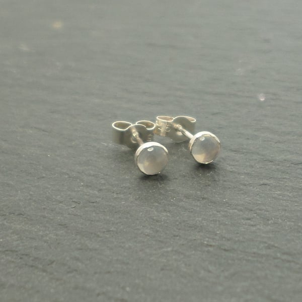 SALE 50% OFF Moonstone and sterling silver stud fashion earrings