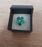 GREEN, SILVER AND CRYSTAL ADJUSTABLE RING. - Image 1