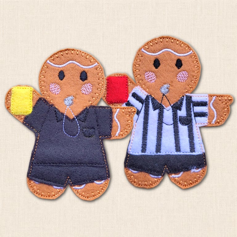 Football Referee Gingerbread Decoration - Embroidered Referee Character