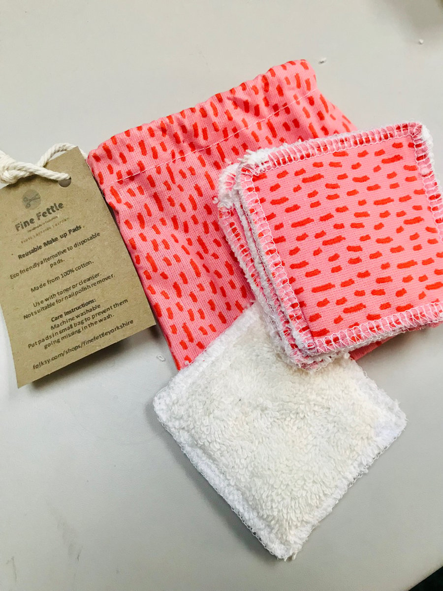 Reusable Cotton Make up Remover pads and drawstring bag