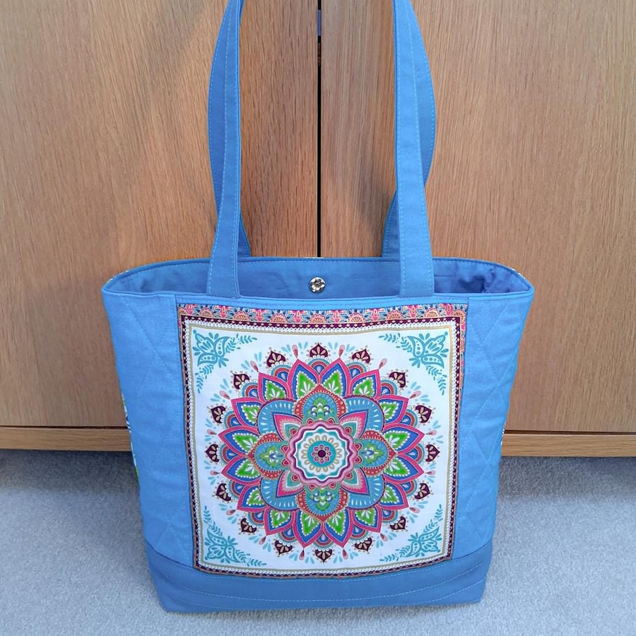 Blue and White Mandala tote bag