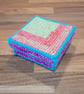 Lidded box for small desk items and gifts - bright pastel colours with blue edge