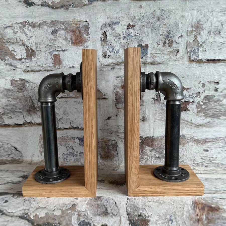 Solid Oak Bookends Pair