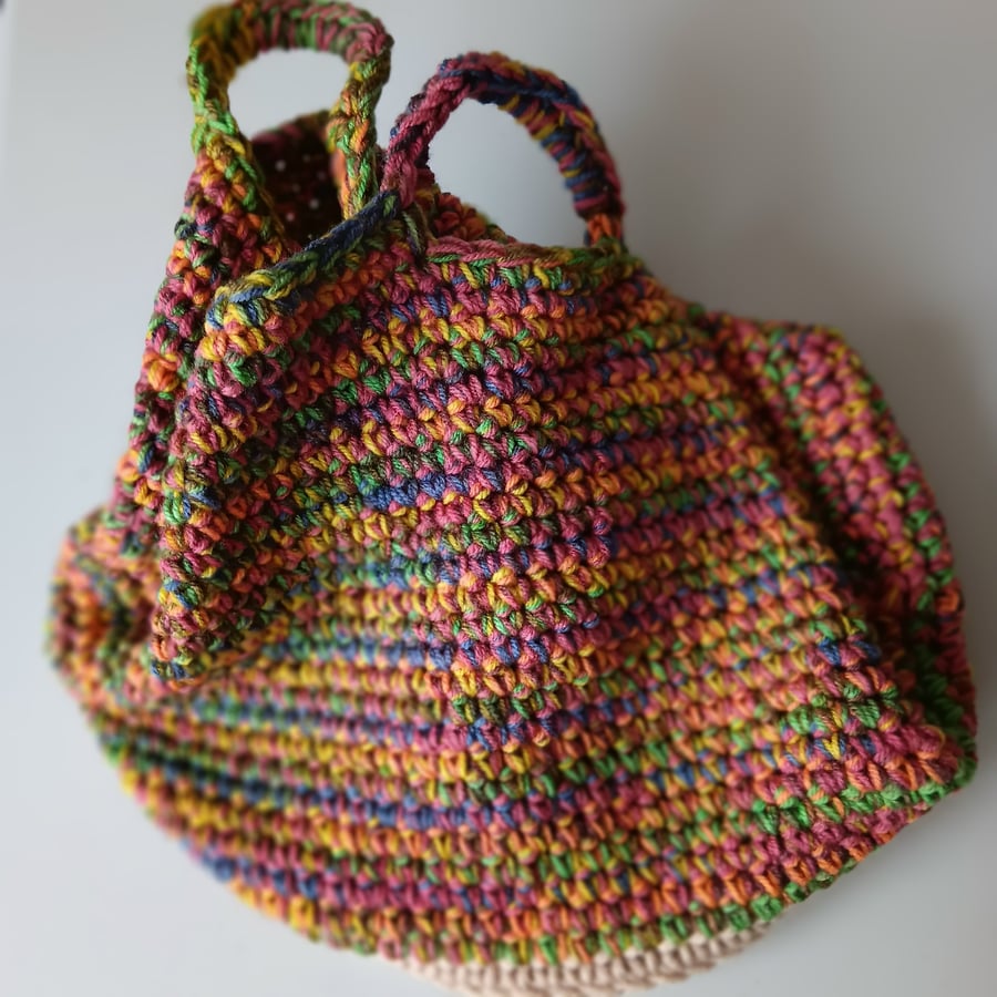Crochet Basket Bag (Rainbow Splash) - holds so much!