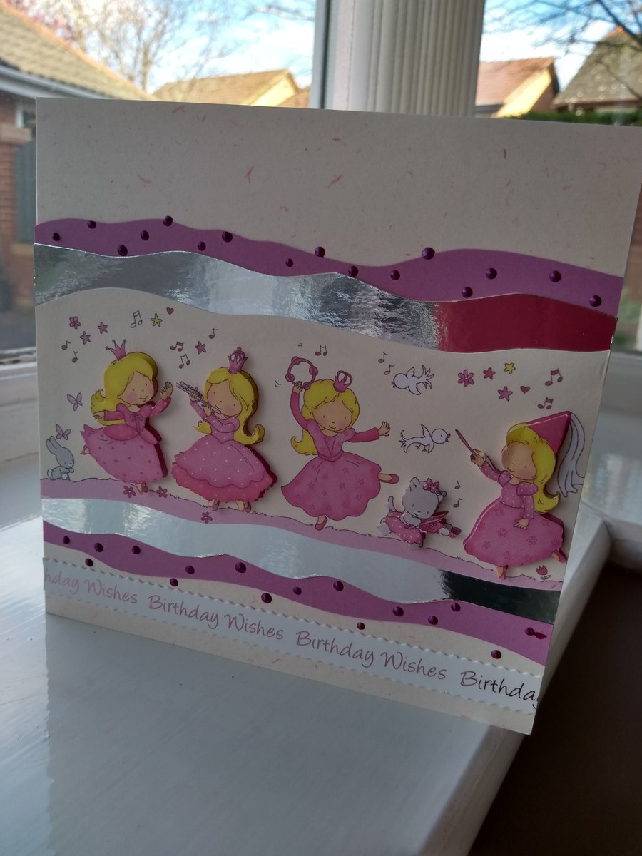 Dancing girls children's birthday card