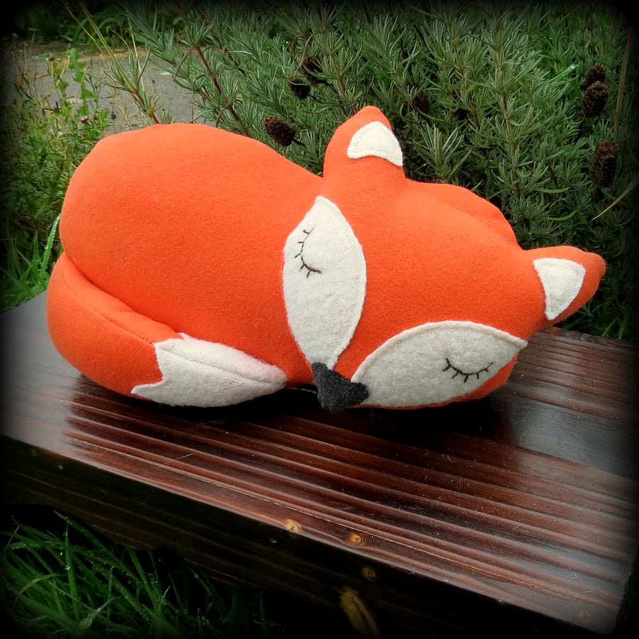 Snoozy fox doorstop,  bookend.  Fox decor.