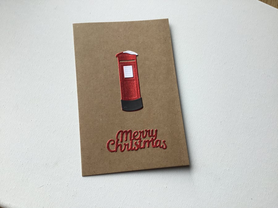 Christmas card. Handmade card. Christmas. Post box Christmas card. CC625