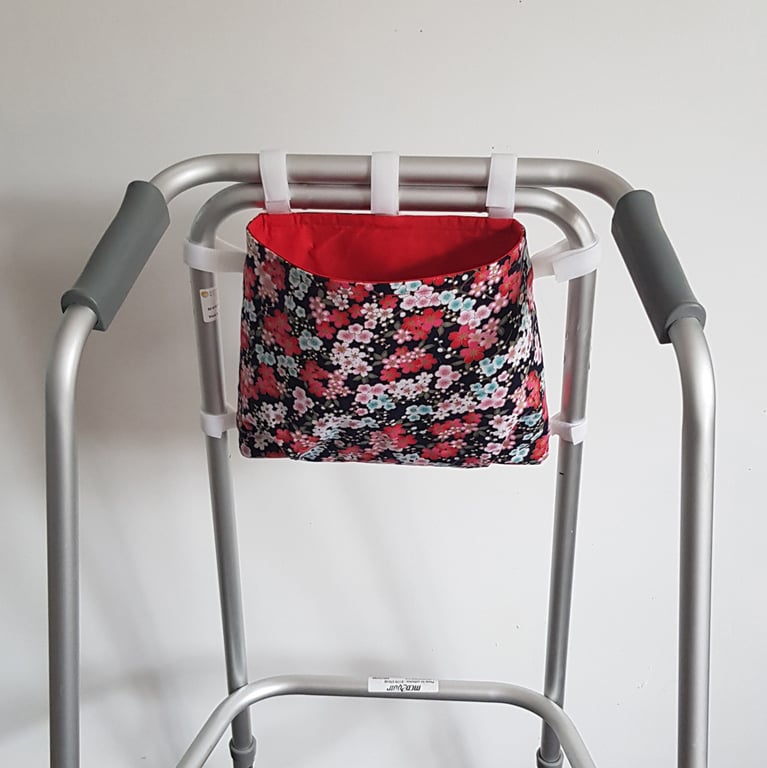 Cherry Blossom Walker Bag - Floral Walking Frame and Zimmer Caddy