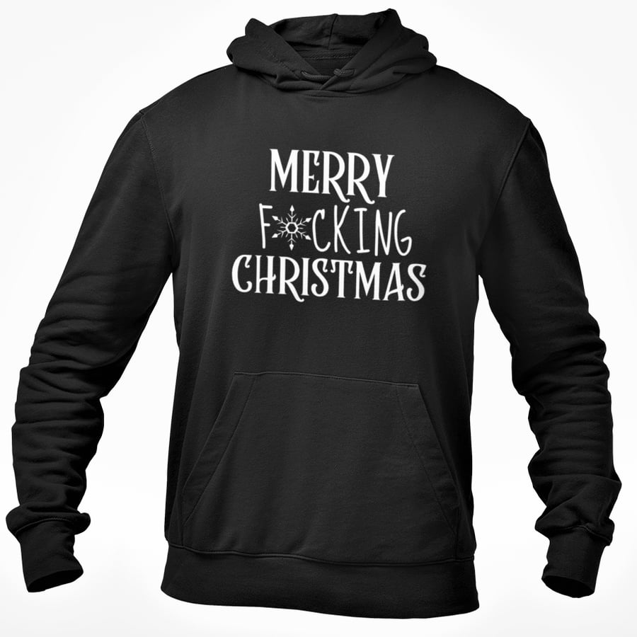 Merry F...ing Christmas.. -.Funny Rude Novelty Christmas HOODIE xmas gift