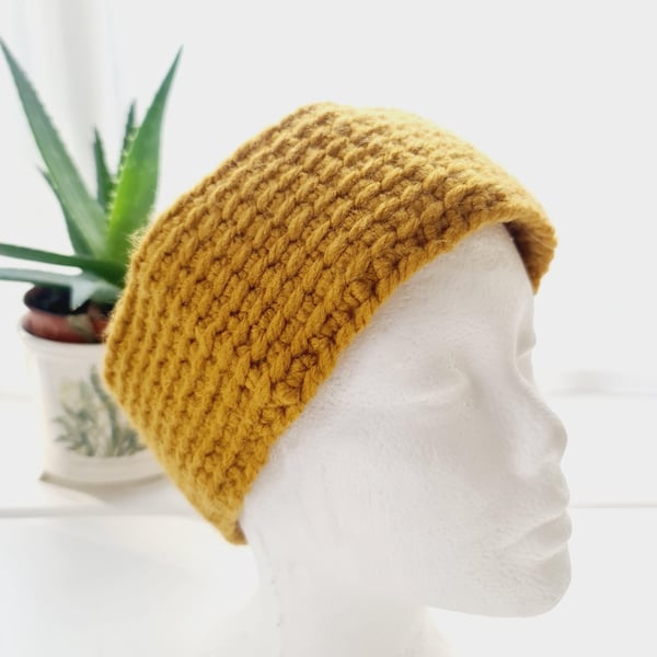 Chunky Gold Ear Warmer, Cosy Crochet Headband