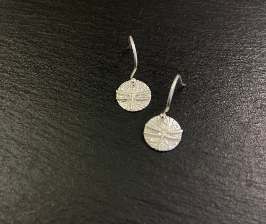 Silver dragonfly earrings