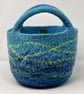 Large Blue Felt Basket with Cord Grab Handles - Image 5