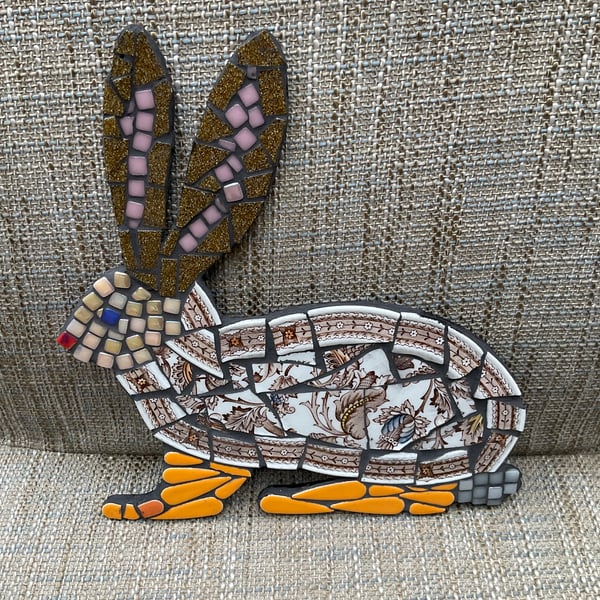 Whimsical mosaic hare
