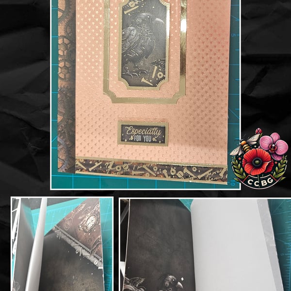 Clockwork Majesty – Steampunk Crow Greetings Card