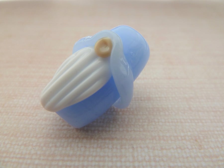 lampwork glass blue gnome bead