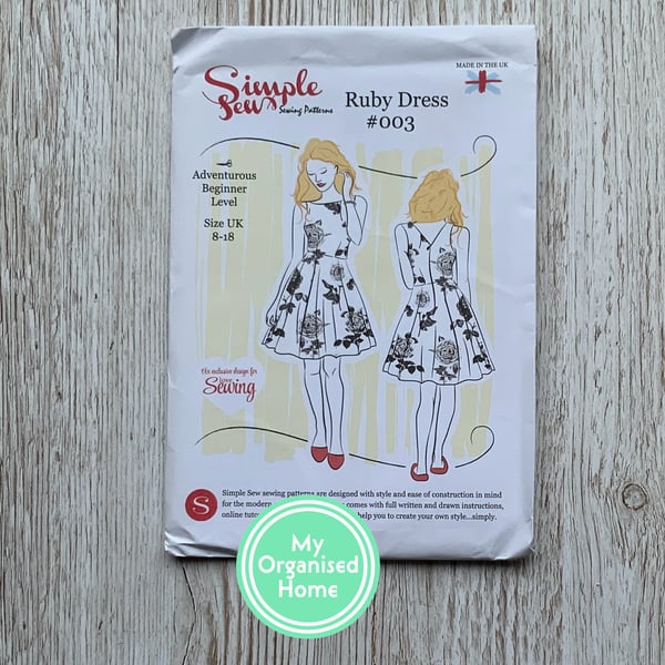 Simple Sew Ruby Dress sewing pattern, 003, sizes 8-18 - unused pattern