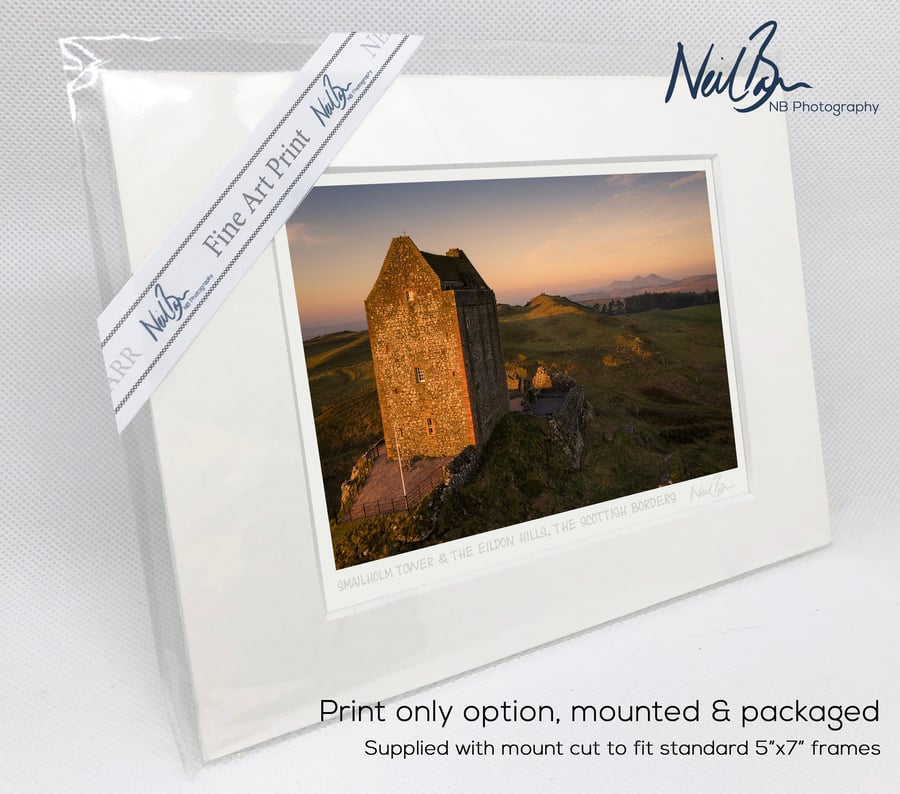 Smailholm Tower & Eildon Hills Borders Scotland - A6 (7" x 5") Unframed Print