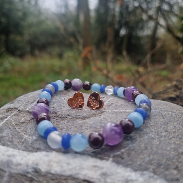 Aquarius Zodiac bracelet and earrings gift set