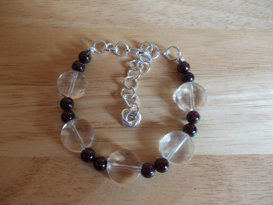 Clear quartz and garnet bracelet