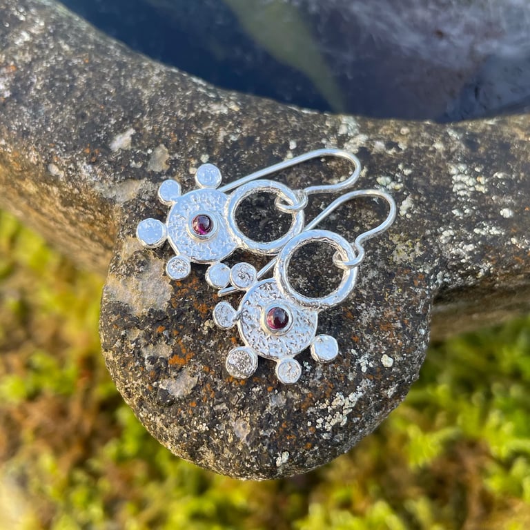 Sterling silver and garnet Rana earrings