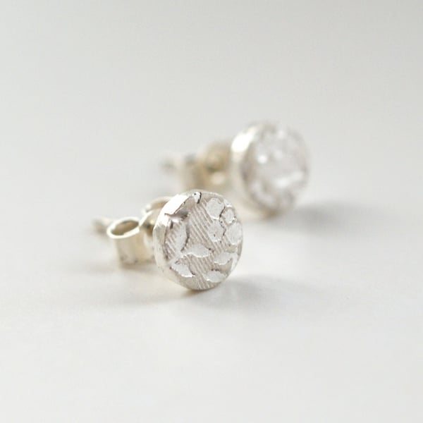 Fine Silver Secret Garden mini studs (6mm)