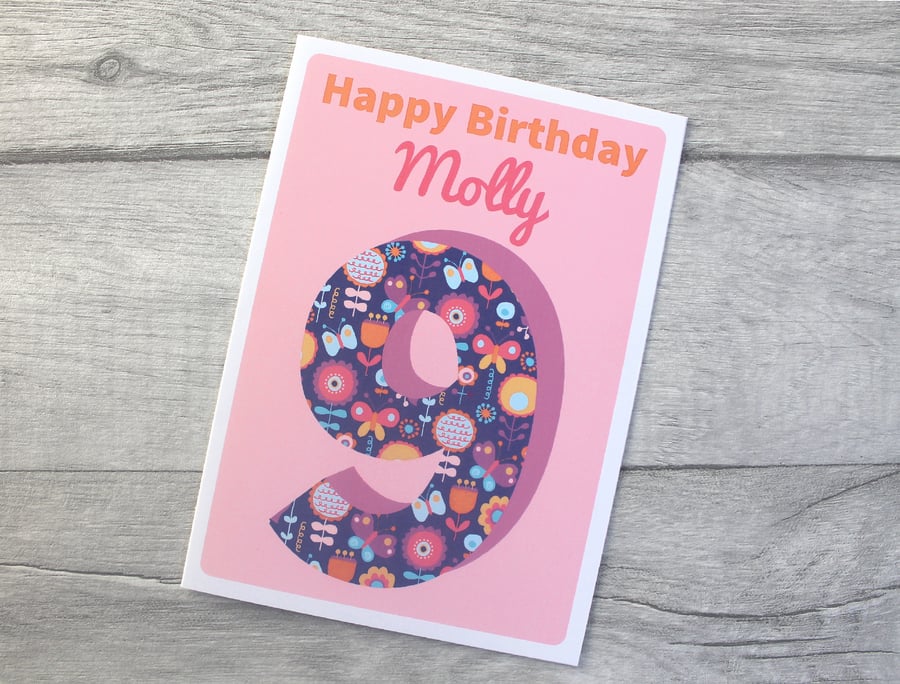Personalised Girls Birthday Card 3rd 4th 5th 6th 7th 8th 9th, 
