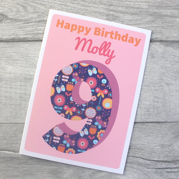 Personalised Girls Birthday Card 3rd 4th 5th 6th 7th 8th 9th, 