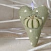 HALLOWEEN PUMPKIN HEART - green pumpkin, pale green polka dots