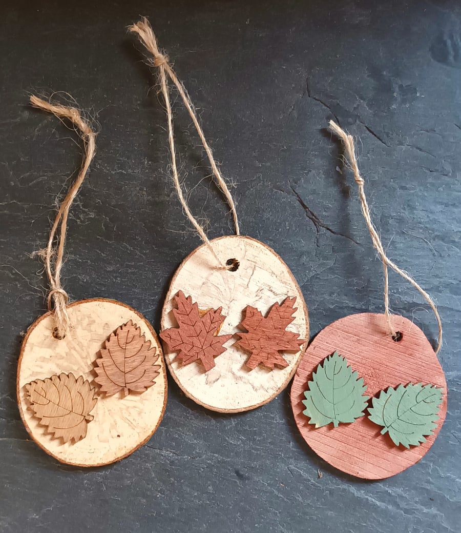 Wood Slice trio 'Leaves'