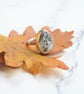 Sterling silver dendrite statement ring, unique gemstone ring - Image 1