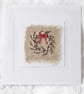 HAND EMBROIDERED CHRISTMAS CARD WINTER WREATH - Image 1