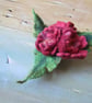 Handmade Felted Wool Brooch – Red Floral Design (11 cm)